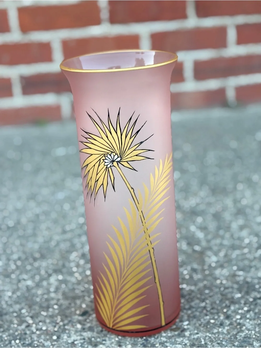 Vintage Womar Glass Vase- 12x4”